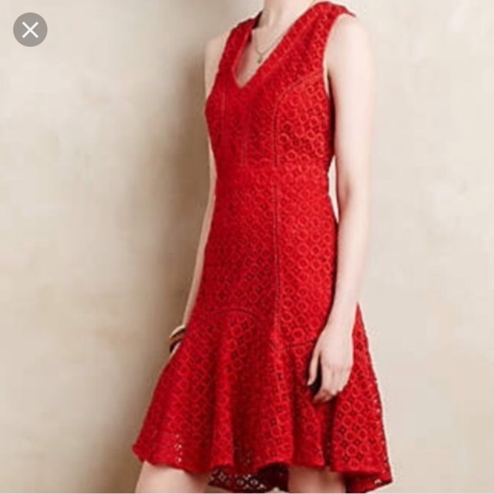 San & Soni red cotton dress from Anthropologie